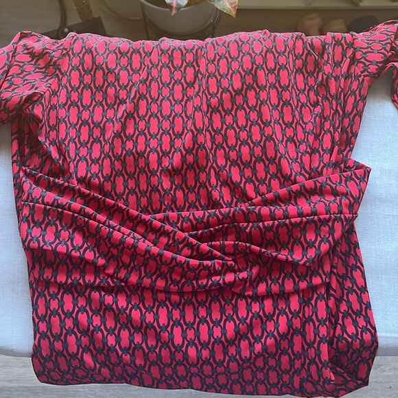 5 for $25! NWT Miss Tina V Neck RUCHED Red and Black Dress Size Large 12/14 - Picture 8 of 11